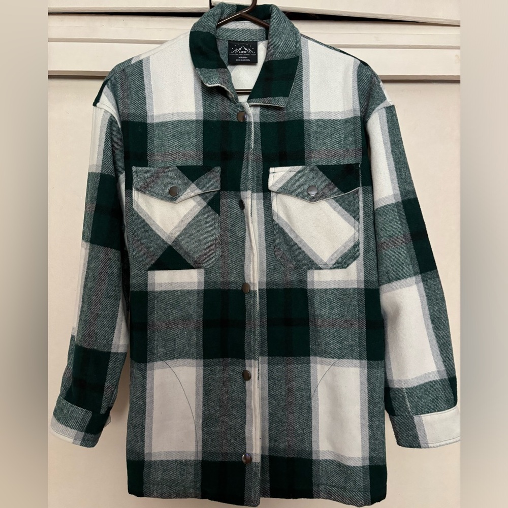 Oversized green flannel shirt